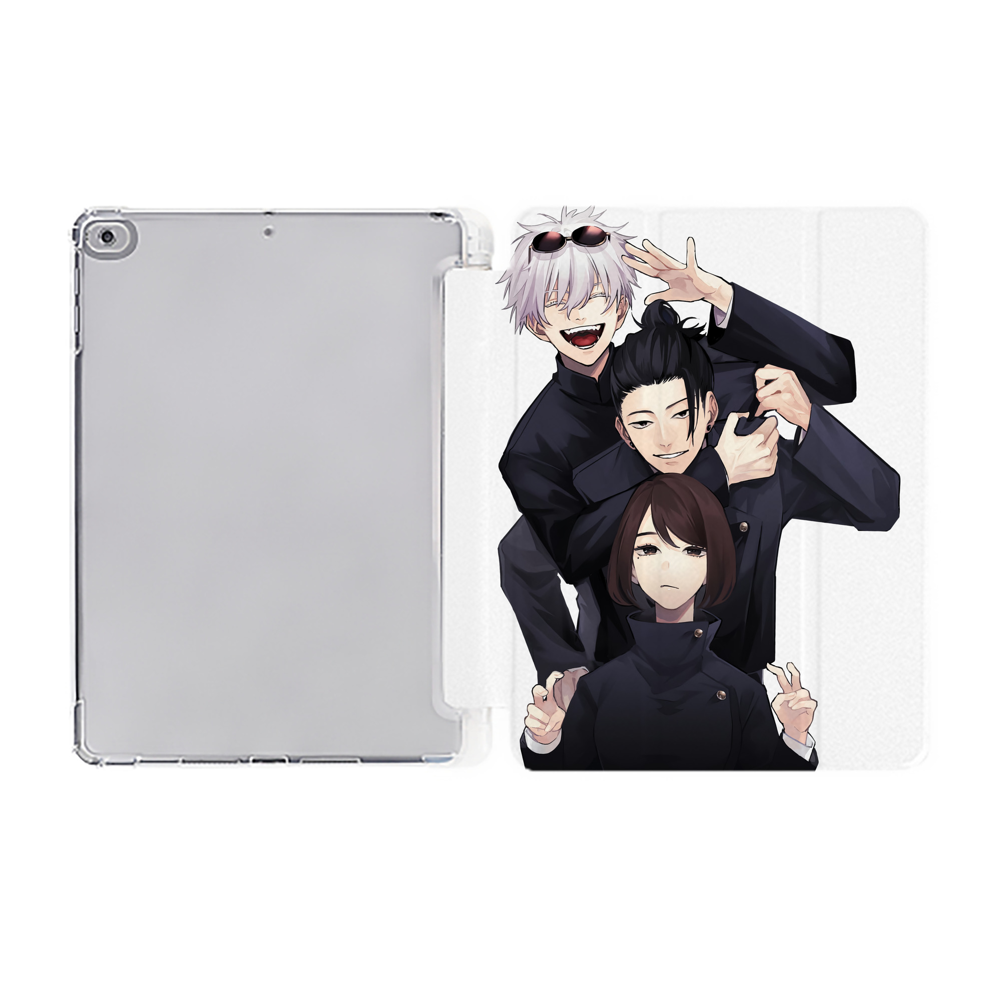 （画像用） 呪術廻戦 Jujutsu Kaisen IPad ケース ペン収納付き 三つ折りスタンド PUレザー×シリコン 対応機種9.5/10.5/10.9インチ